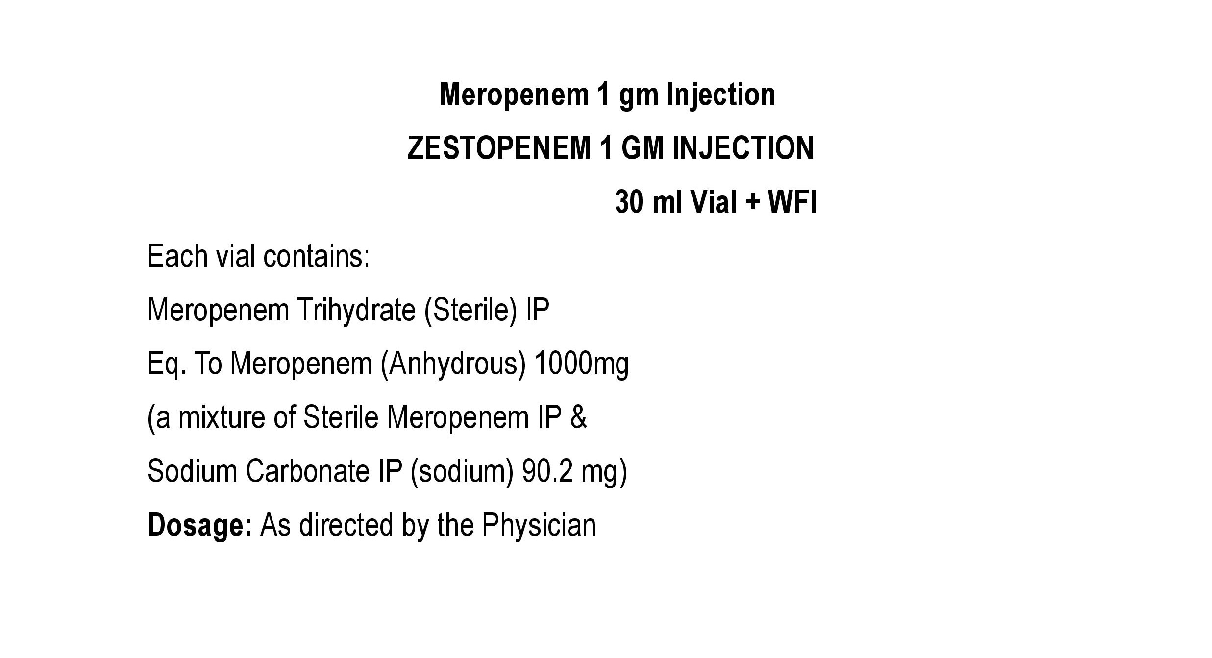 ZESTOPENEM 1 GM INJECTION